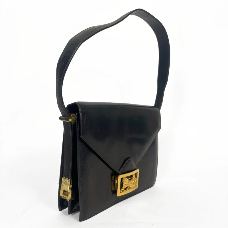 Celine Schwarze Schultertasche aus Leder