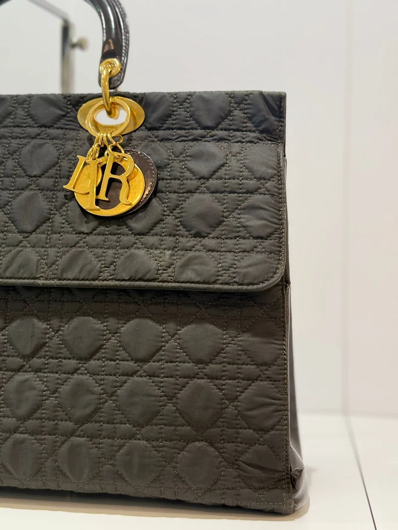 Dior Lady Dior Schwarze Große Cannage Zwei-Wege-Tasche 1997