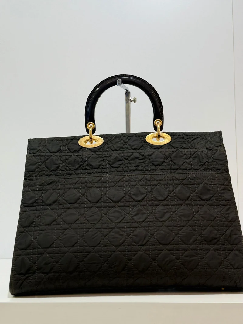 Dior Lady Dior Schwarze Große Cannage Zwei-Wege-Tasche 1997