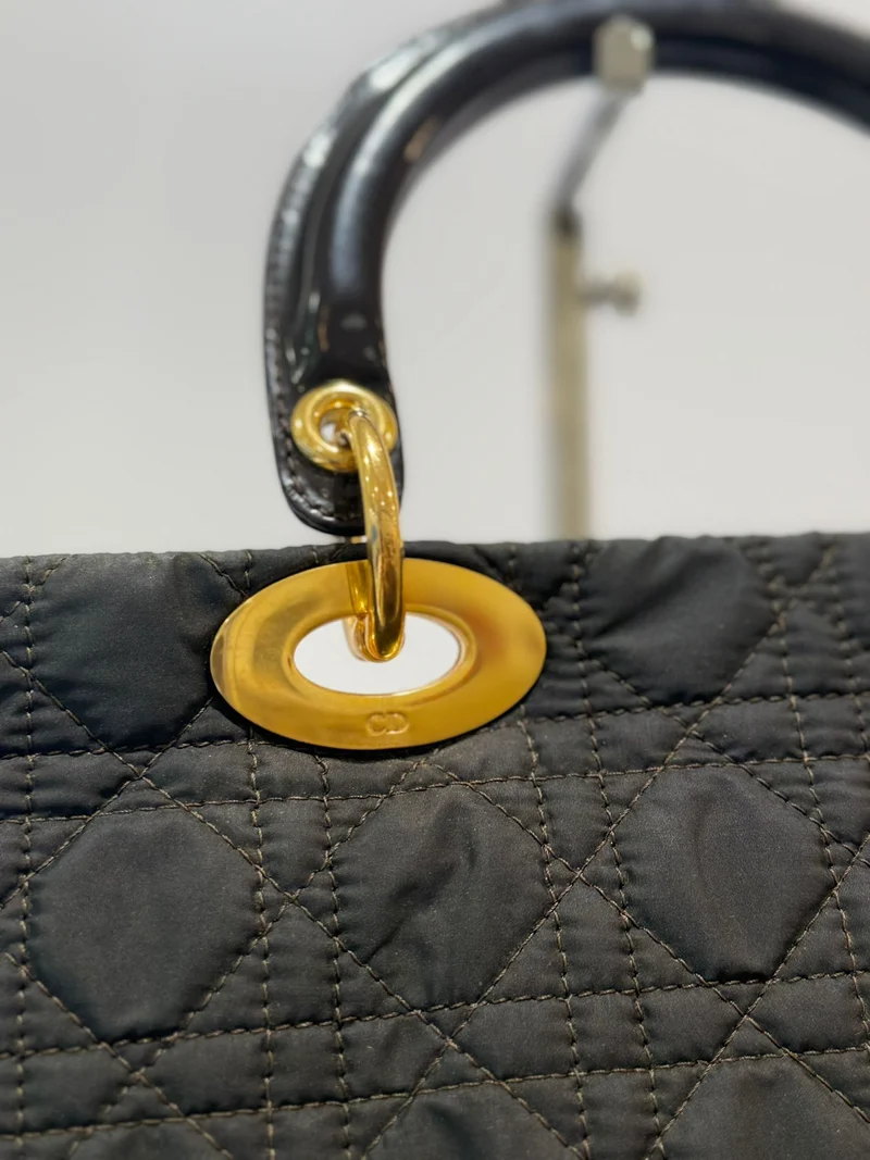 Dior Lady Dior Schwarze Große Cannage Zwei-Wege-Tasche 1997