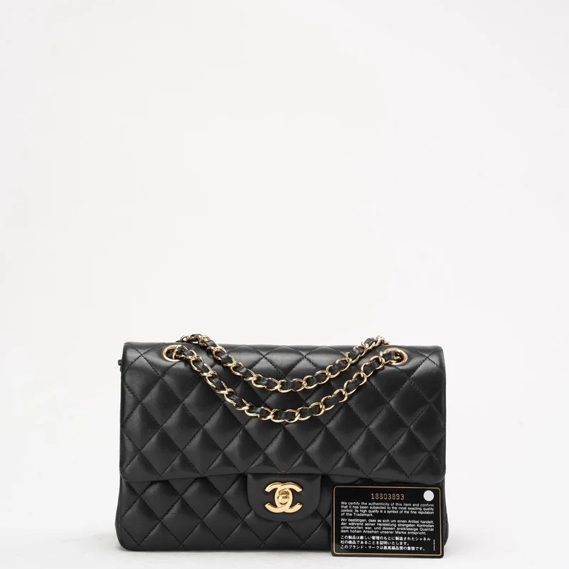 Chanel Schwarze Classic Medium Double Flap Bag aus Lammleder 2014 Teil 1 (Kopie) (Kopie)