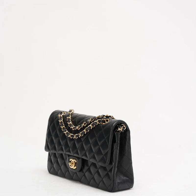 Chanel Schwarze Classic Medium Double Flap Bag aus Lammleder 2014 Teil 1 (Kopie) (Kopie)