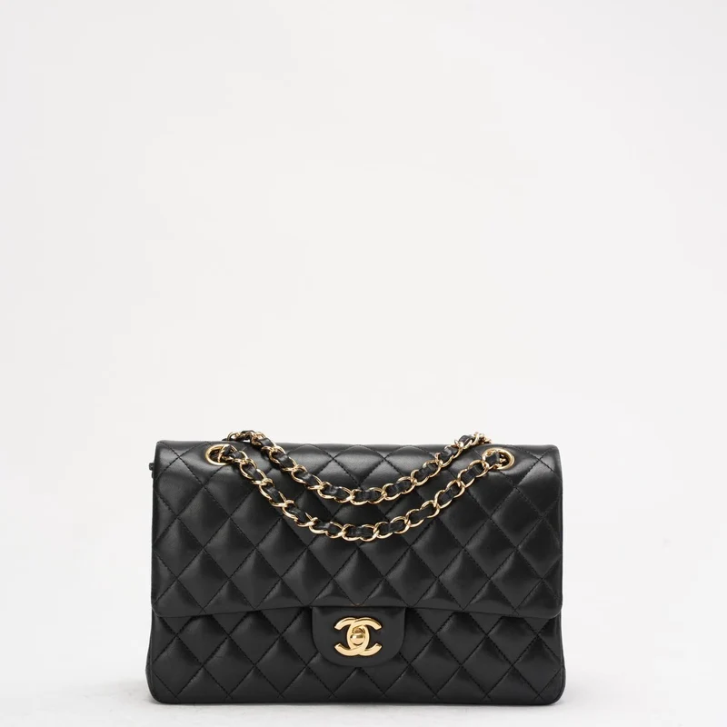 Chanel Schwarze Classic Medium Double Flap Bag aus Lammleder 2014 Teil 1 (Kopie) (Kopie)