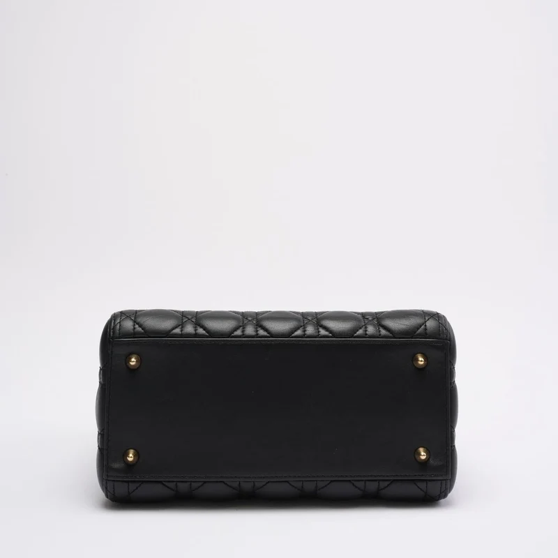 Christian Dior Lady Dior Cannage Tasche, mittelgroß, schwarz, aus Lammleder, 2019