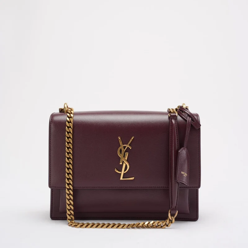 Saint Laurent Burgunderrotes Kalbsleder Medium Monogram Sunset 2018