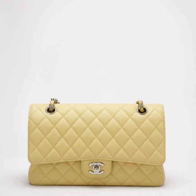 Chanel Gelb Medium Double Flap Caviar Quilted 2018