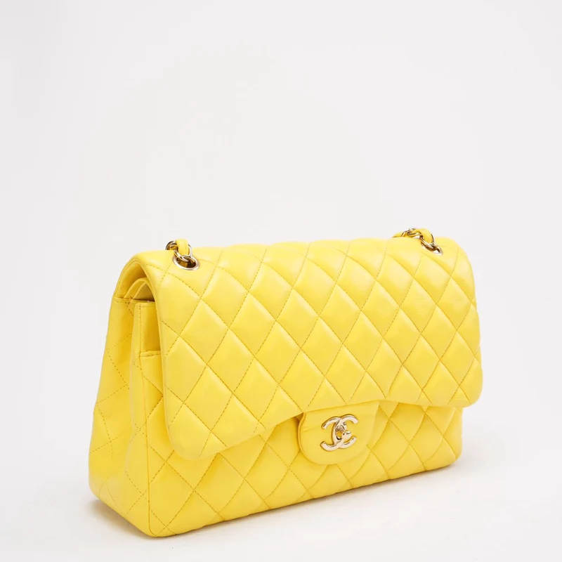 Chanel Classic Jumbo Double Flap Gelbes Lammleder 2011