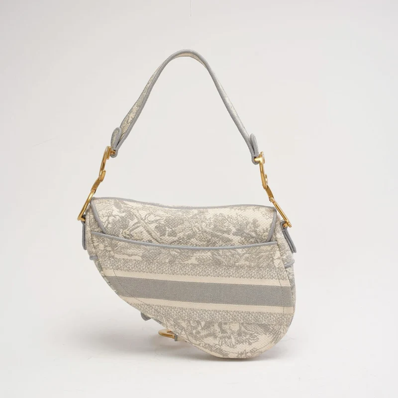 Dior Saddle Medium Canvas Weiß/Grau