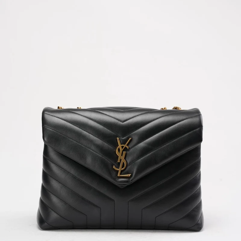 Schwarze Loulou Schultertasche von Saint Laurent (mittelgroß)