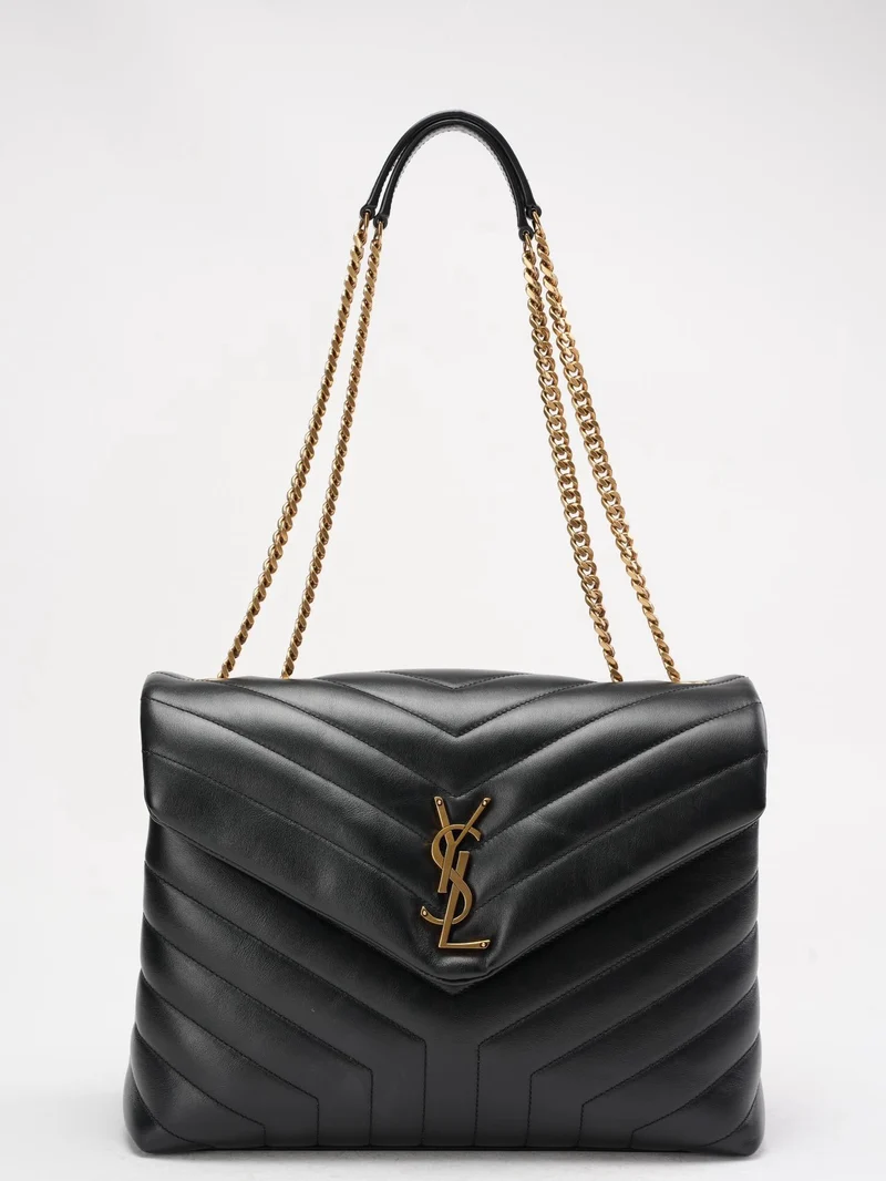 Schwarze Loulou Schultertasche von Saint Laurent (mittelgroß)