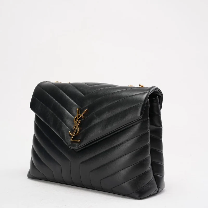 Schwarze Loulou Schultertasche von Saint Laurent (mittelgroß)