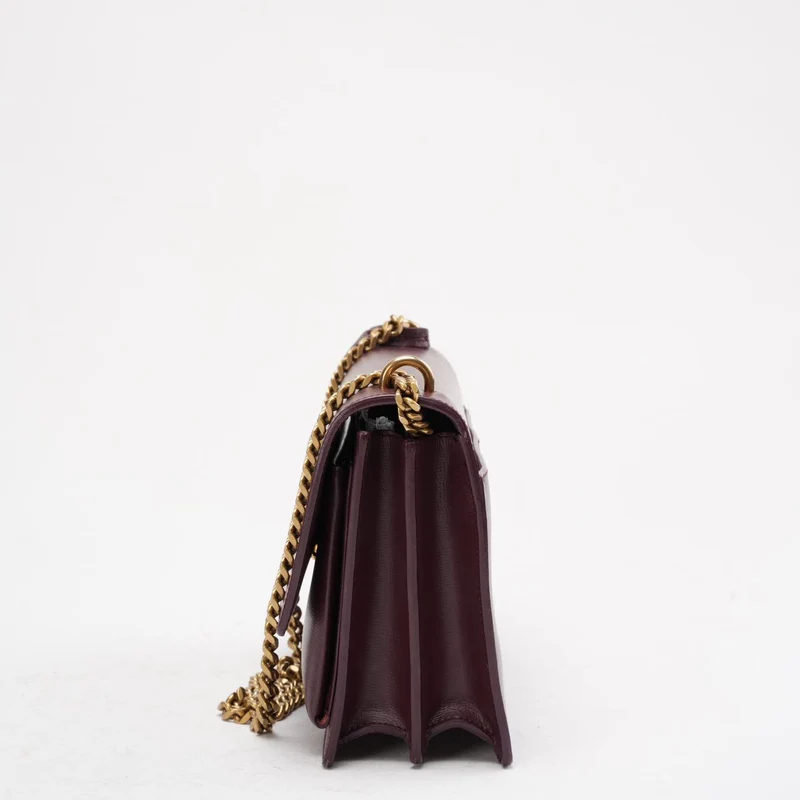 Saint Laurent Medium Burgundy Sunset Box Leder