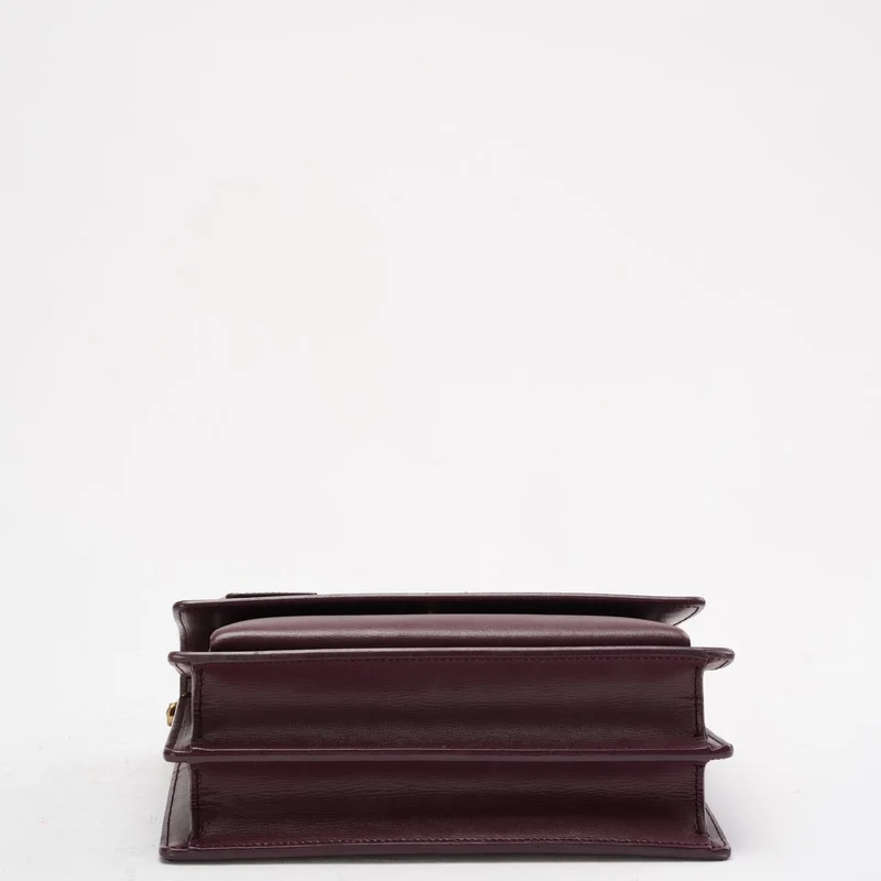 Saint Laurent Medium Burgundy Sunset Box Leder
