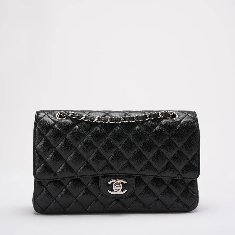 Chanel Schwarze Medium Classic Double Flap Bag Caviar 2014
