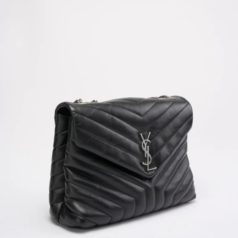 Saint Laurent Schwarze Loulou Medium Schultertasche 2021