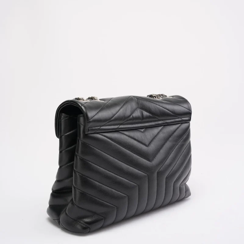Saint Laurent Schwarze Loulou Medium Schultertasche 2021