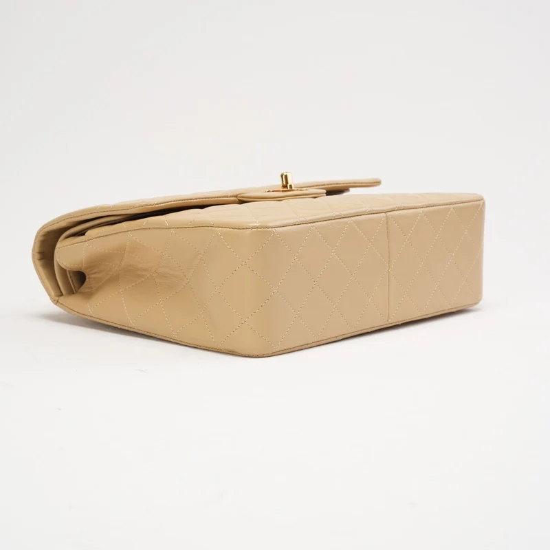 Chanel Vintage Medium Beige Classic Double Flap Bag 1991