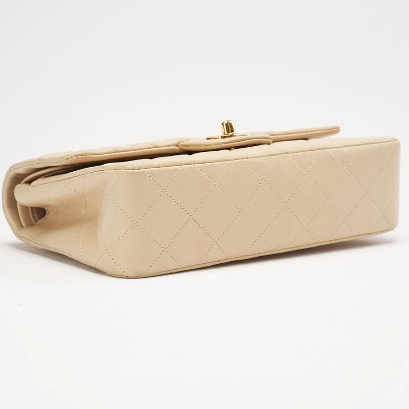 Chanel Vintage Beige Kleine Klassische Doppelflap-Tasche 1994
