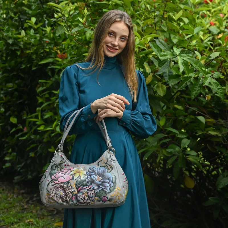 Hobo-Tasche mit drei Fächern und Rüschen - 721
