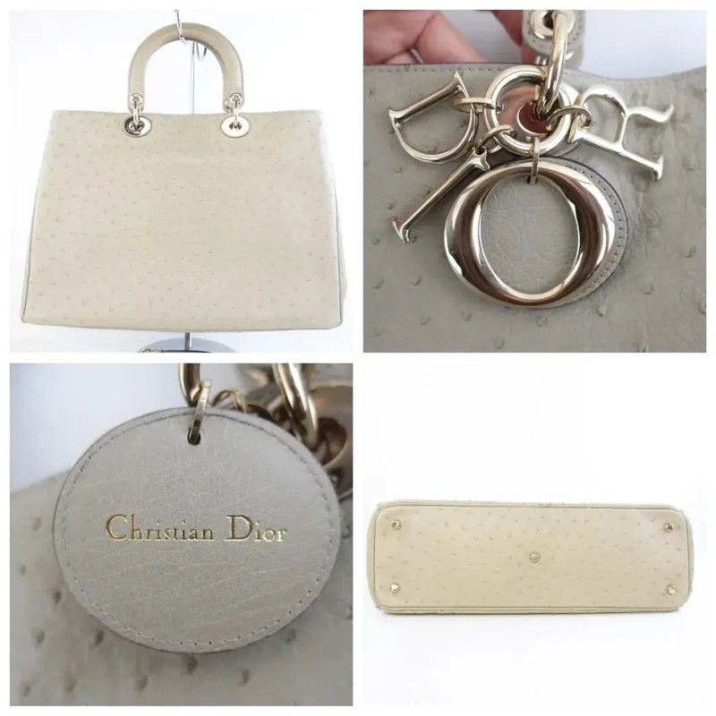Dior Large Beige Ostrich Diorissimo Tote Bag