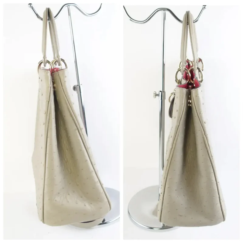 Dior Large Beige Ostrich Diorissimo Tote Bag