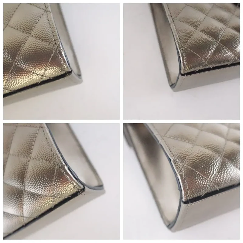 YSL Saint Laurent Silver Caviar Medium Envelope Bag