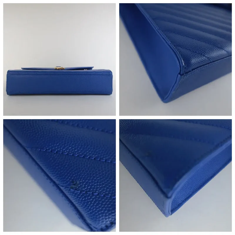 YSL Saint Laurent Blue Caviar Large Envelope Bag