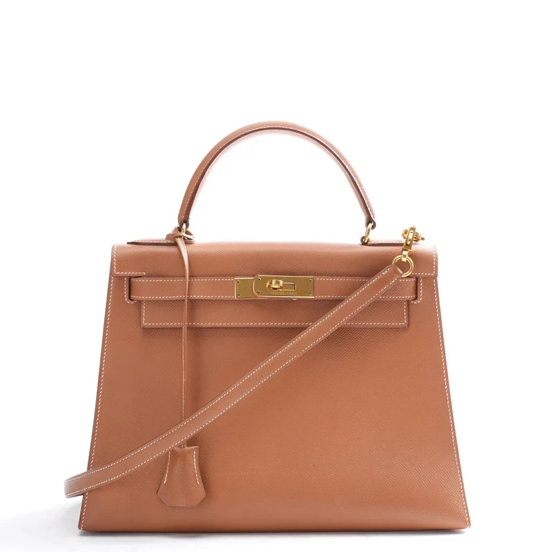 Hermès Vintage Gold Kelly Sellier 28 Epsom N Circle 1984