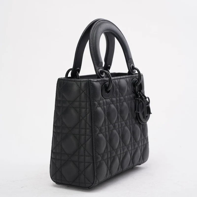 Christian Dior Mattschwarze kleine Lady Dior Tasche 2023