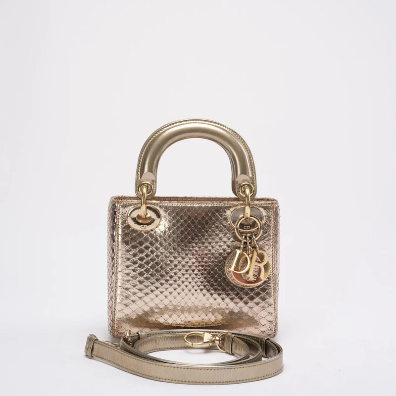 Dior Mini Lady Dior Tasche Gold aus Pythonleder 2014