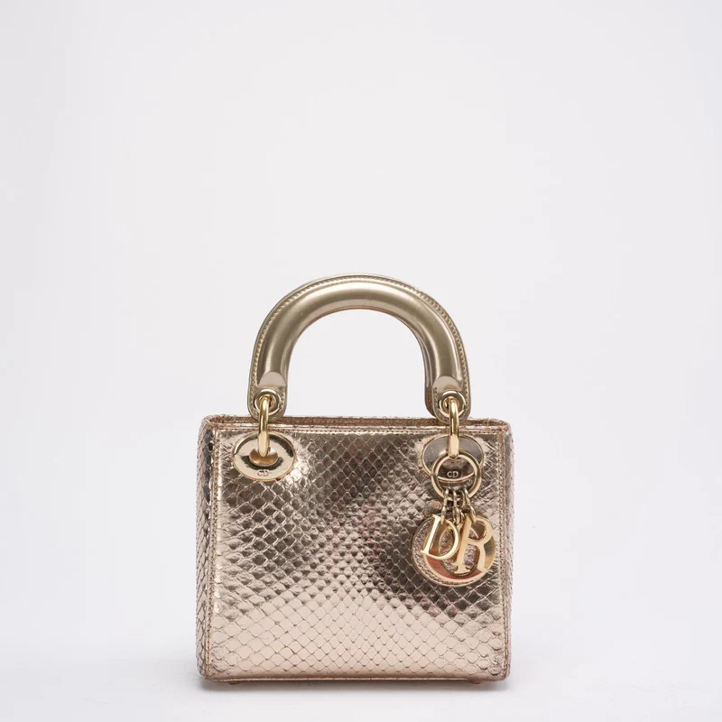 Dior Mini Lady Dior Tasche Gold aus Pythonleder 2014