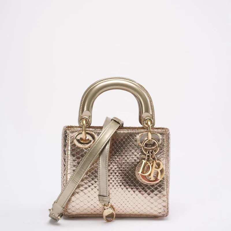 Dior Mini Lady Dior Tasche Gold aus Pythonleder 2014