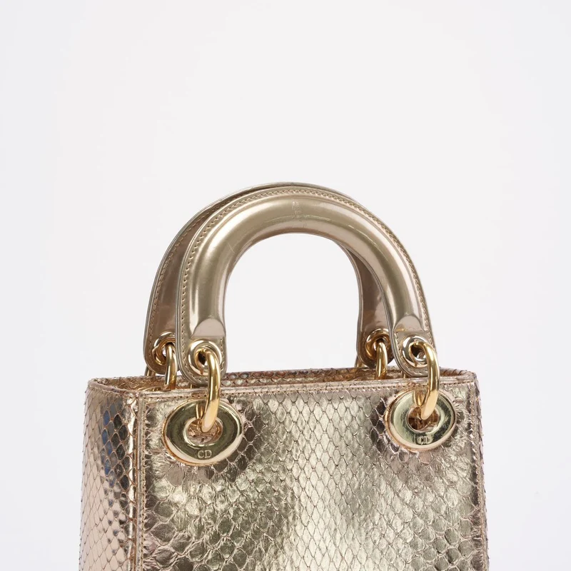 Dior Mini Lady Dior Tasche Gold aus Pythonleder 2014