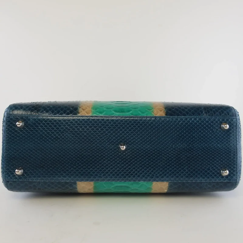 Dior Blue Python Lady Dior Large Shoulder Bag
