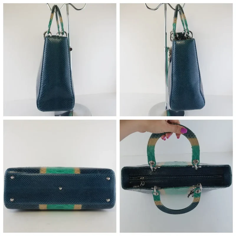 Dior Blue Python Lady Dior Large Shoulder Bag