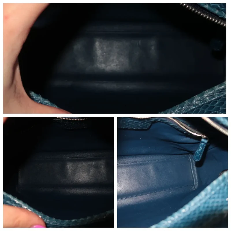 Dior Blue Python Lady Dior Large Shoulder Bag