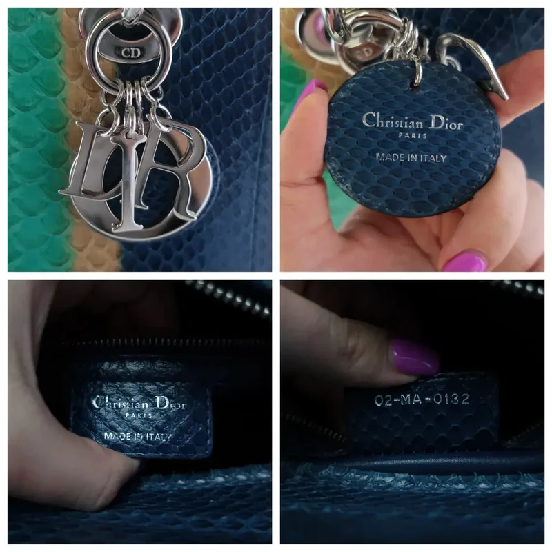 Dior Blue Python Lady Dior Large Shoulder Bag