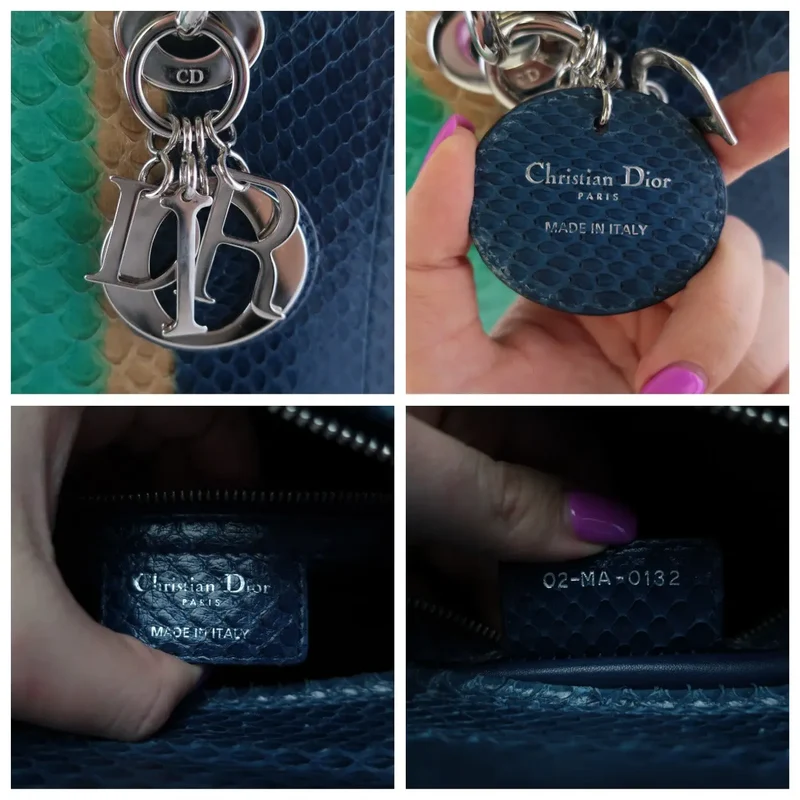 Dior Blue Python Lady Dior Large Shoulder Bag