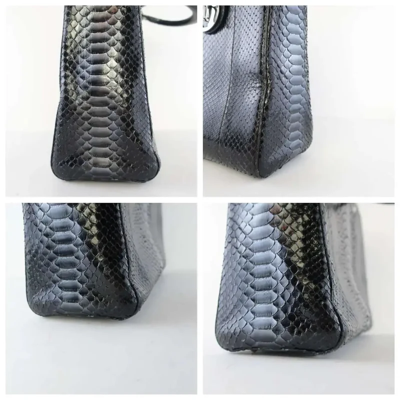 Christian Dior Black Python Large Lady Dior Bag