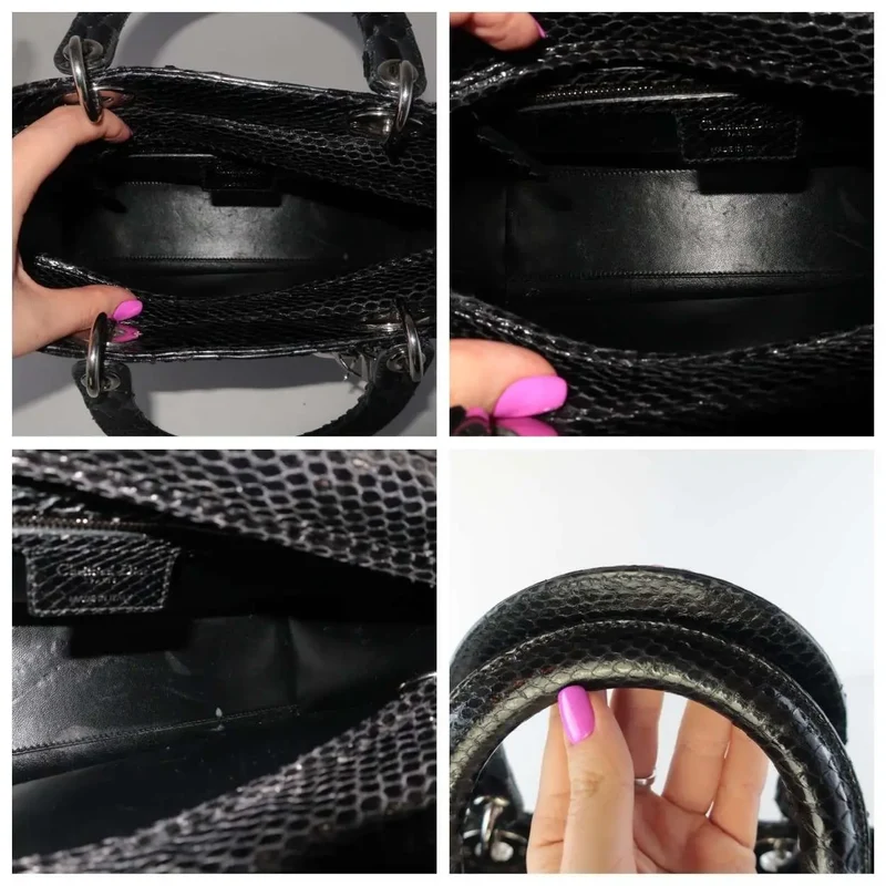 Christian Dior Black Python Large Lady Dior Bag