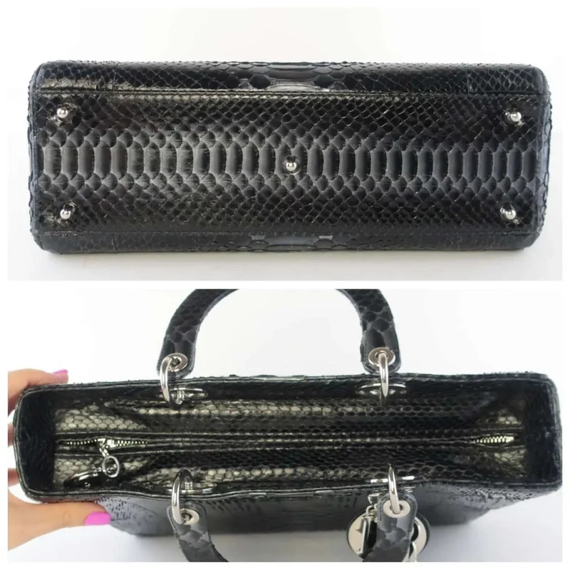 Christian Dior Black Python Large Lady Dior Bag