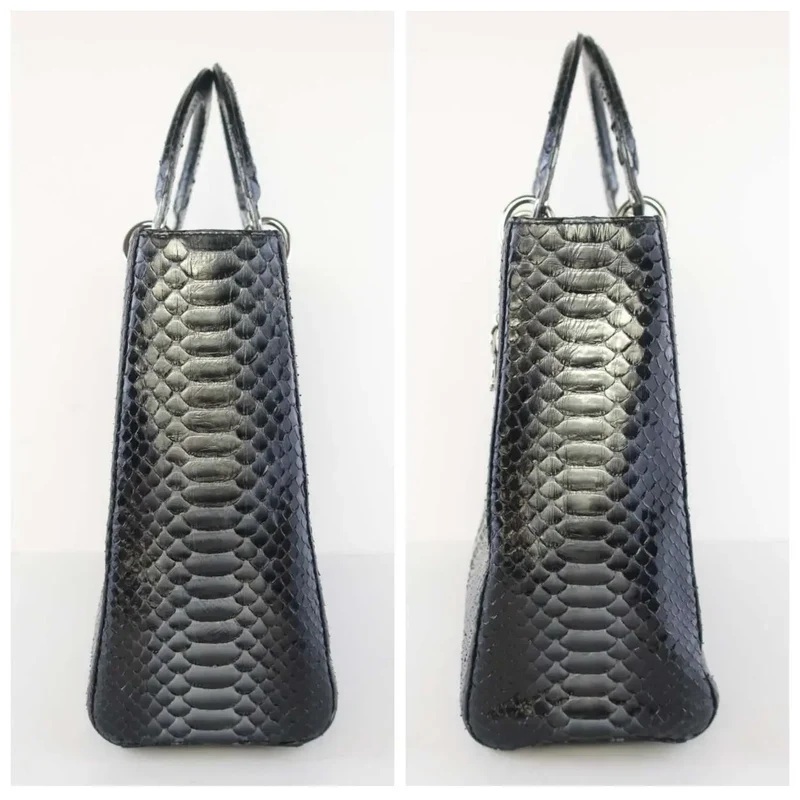 Christian Dior Black Python Large Lady Dior Bag