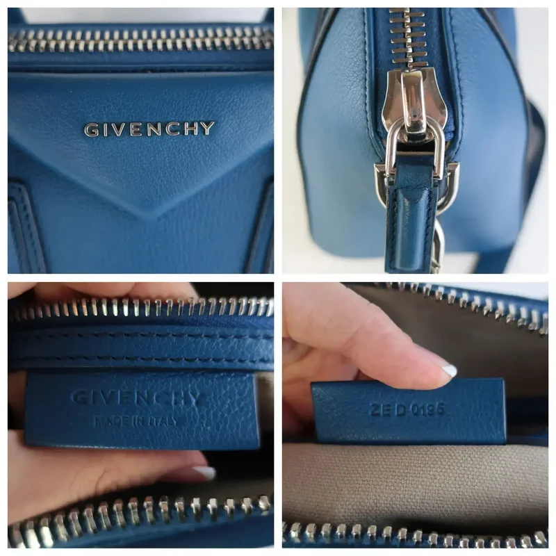 Givenchy Blue Pebbled Leather Antigona Shoulder bag