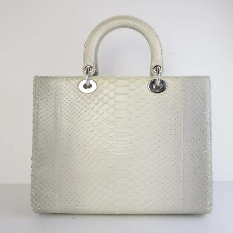 Dior Beige Python Large Lady Dior Shoulder Bag