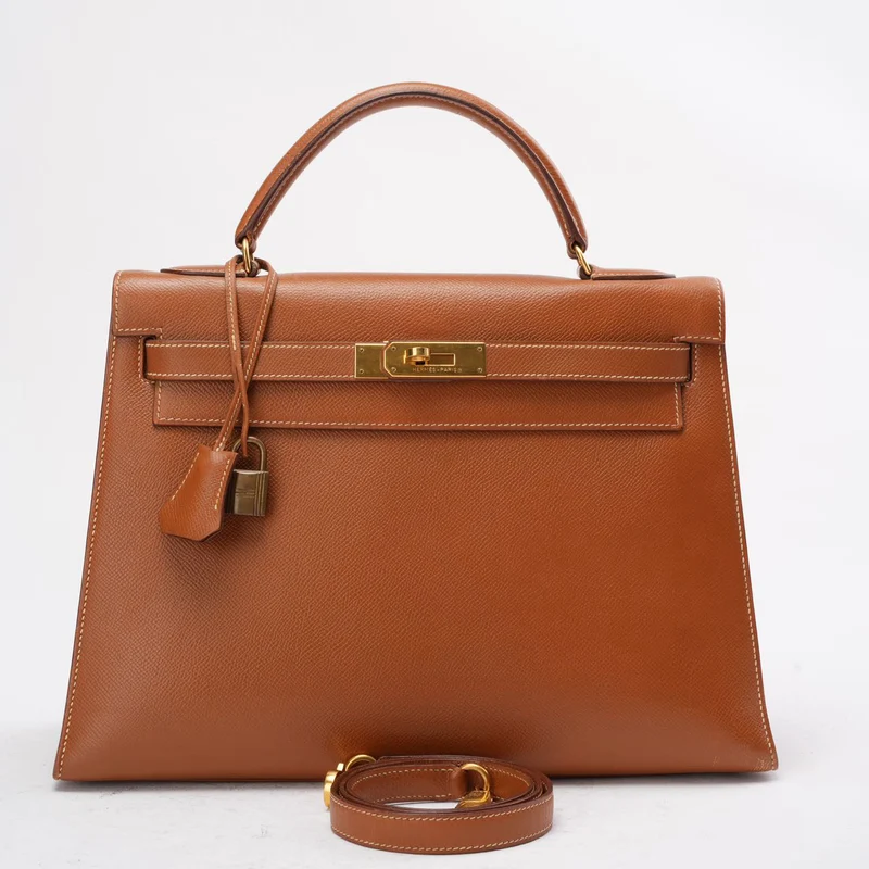 Hermès Vintage Gold Kelly Sellier 32 Epsom U Circle 1991