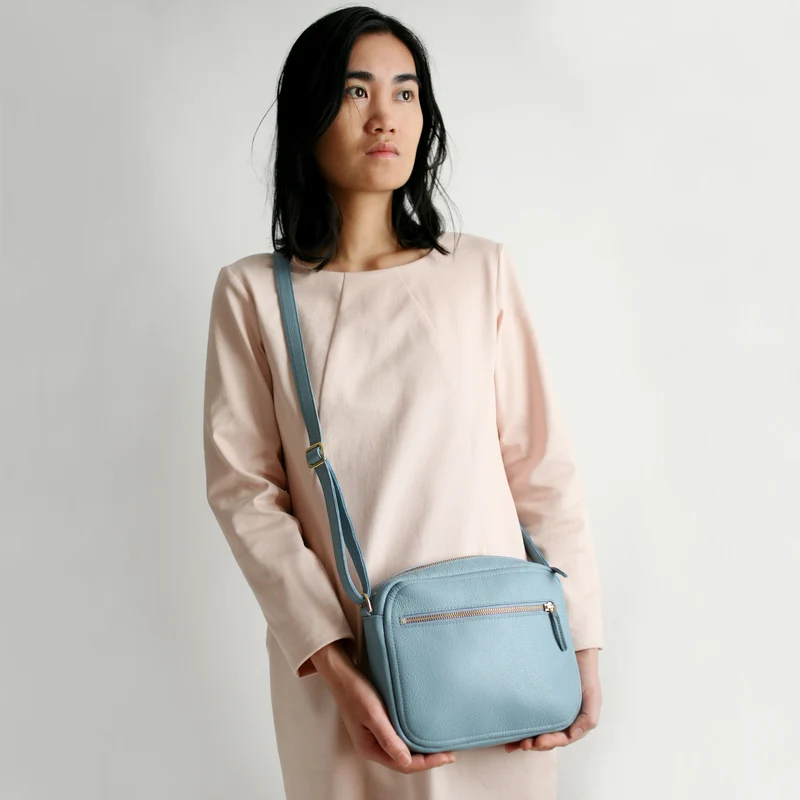 Handtasche ZIP M Taubenblau