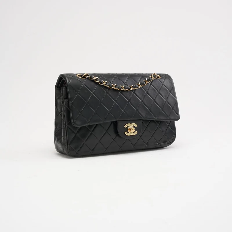 Chanel Vintage Schwarze Medium Classic Double Flap Bag 2003