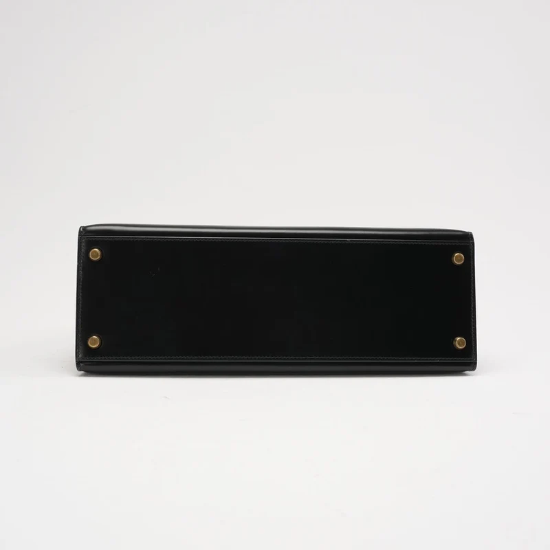 Hermès Vintage Schwarze Kelly Sellier 32 Box Leder 1985
