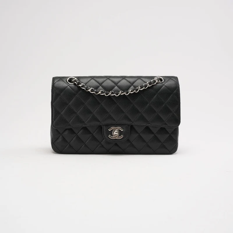 Chanel Classic Medium Double Flap Bag, schwarzes Kaviarleder, 2010