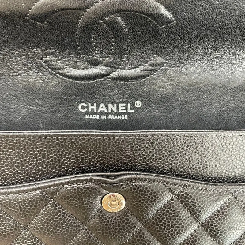 Chanel Classic Medium Double Flap Bag, schwarzes Kaviarleder, 2010